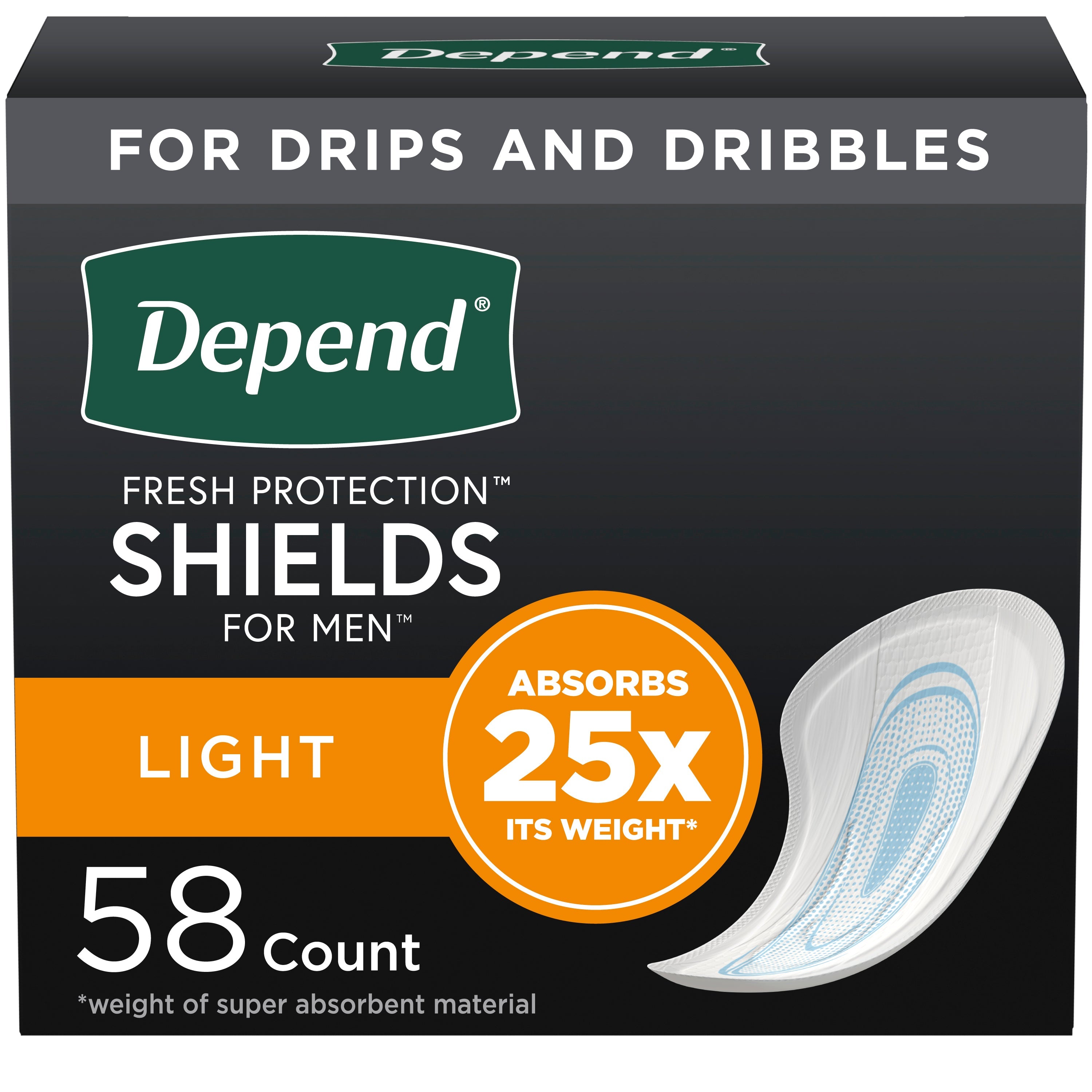 Depend Premium Incontinence Light Male Shields